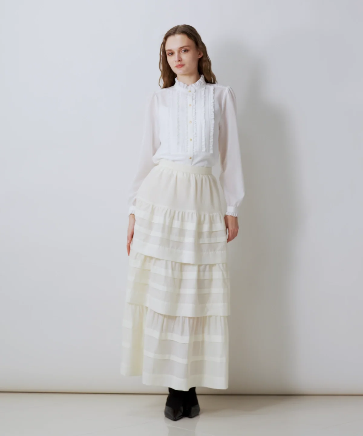 Sov. / クレープシフォン ティアードスカート BOTTOMS Night STORE