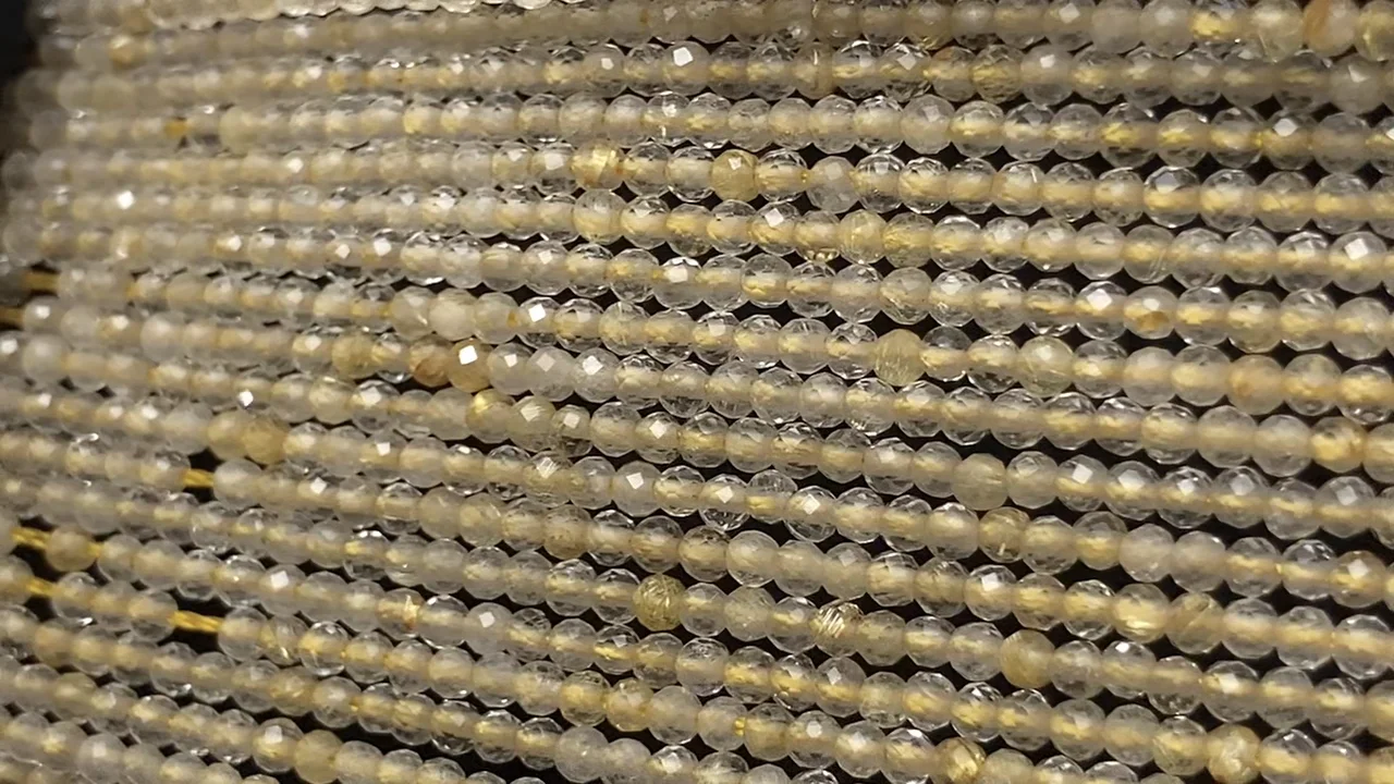 ルチルクォーツ ラウンドカット2mm 1連｜天然石ビーズの卸問屋・通販