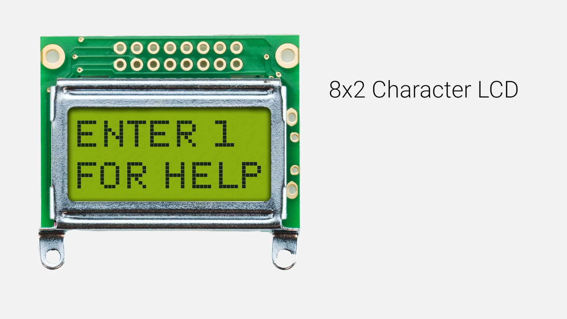 8x2 Character LCD | STN+ Yellow/Green Display No Backlight