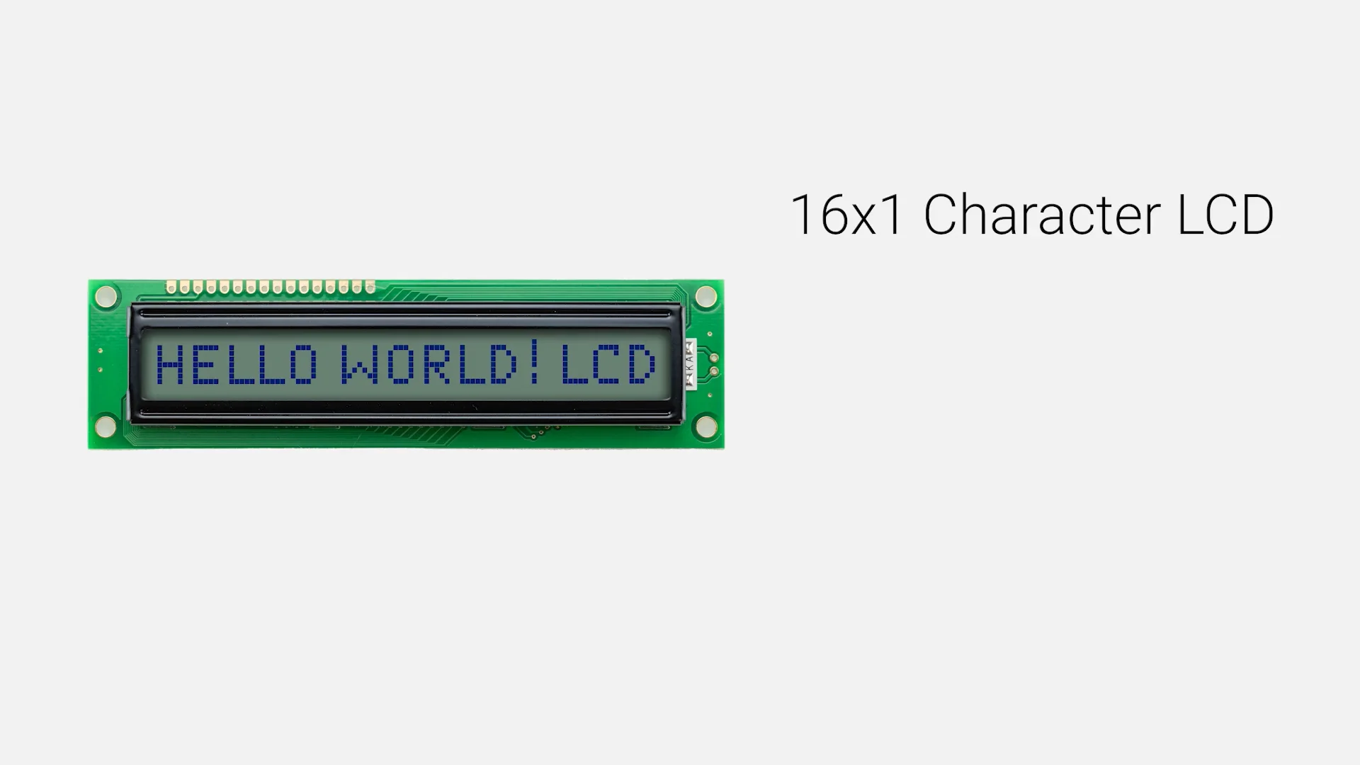 16x1 Character LCD | STN+ Gray Display DZ with Yellow/Green Backlight