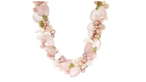 4-5mm Multicolored Cultured Pearl and Multi-Stone Torsade Necklace with Sterling Silver