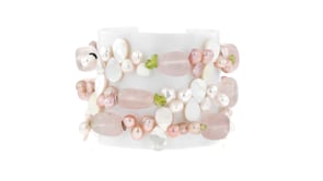 4-5mm Multicolored Cultured Pearl and Multi-Gemstone Jewelry Set: Three Stretch Bracelets