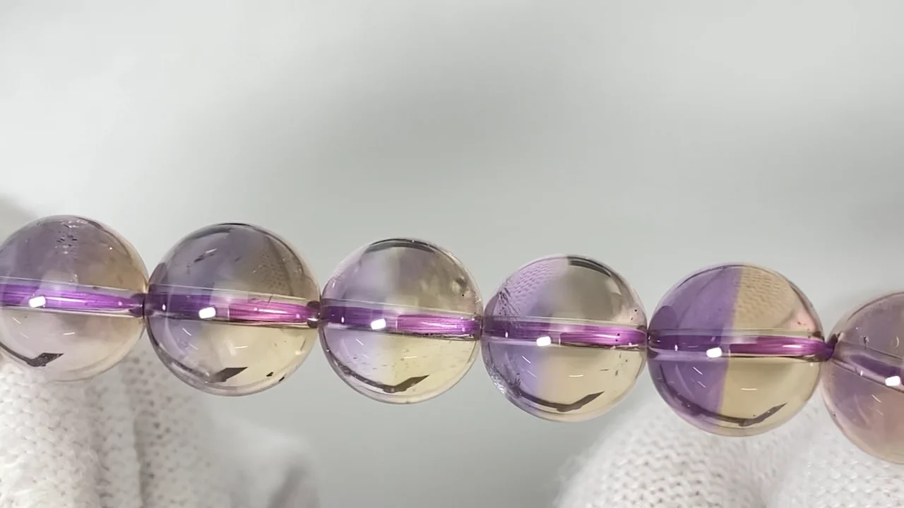 動画】【1点もの】宝石質アメトリンAAA ラウンド10mm 1連(ブレス) NO.4