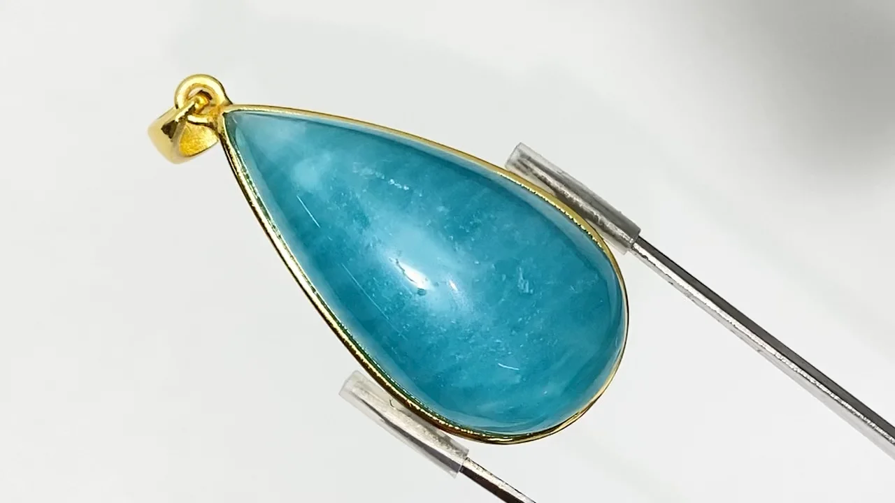 動画】【1点もの】アマゾナイトシリカAA++ ペンダントトップ 18KGP製