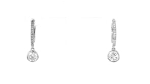1.00 ct. t.w. Bezel-Set Lab-Grown Diamond Huggie Hoop Drop Earrings in Sterling Silver
