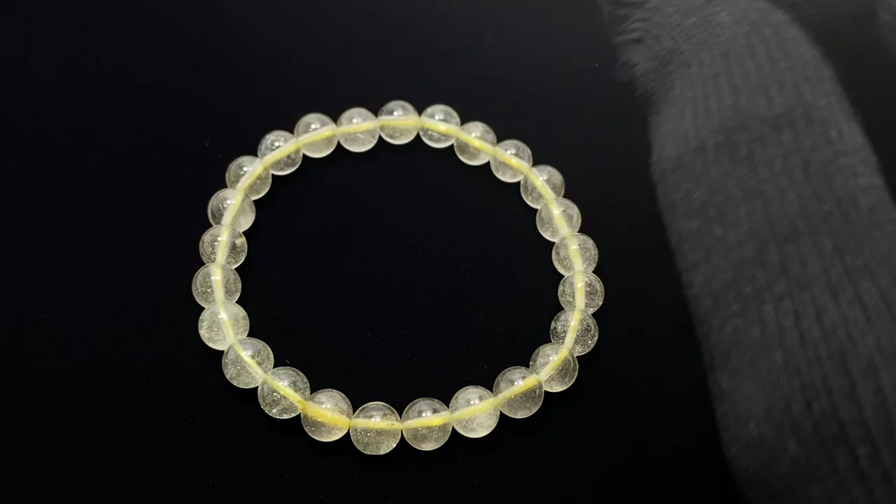 リビアングラス ブレスレット 7mm リビアングラス7mm入り 水晶ブレスレット 天然石ブレスレット