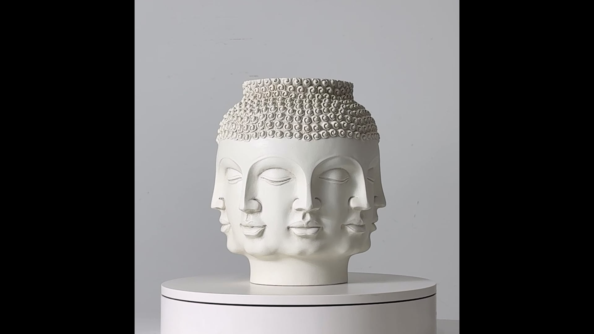 White Ceramic Fornasetti Style Buddha Head Perpetual Face Vase by