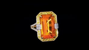 Fire Opal Ring with .72 ct. t.w. Yellow and White Diamonds in 18kt Two-Tone Gold