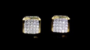 C. 1980 Vintage .50 ct. t.w. Diamond Square Cluster Earrings in 10kt Yellow Gold