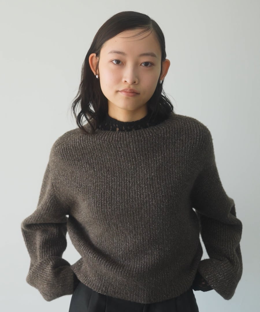 Curensology スパングルニットプルオーバー ラメニット グレー
