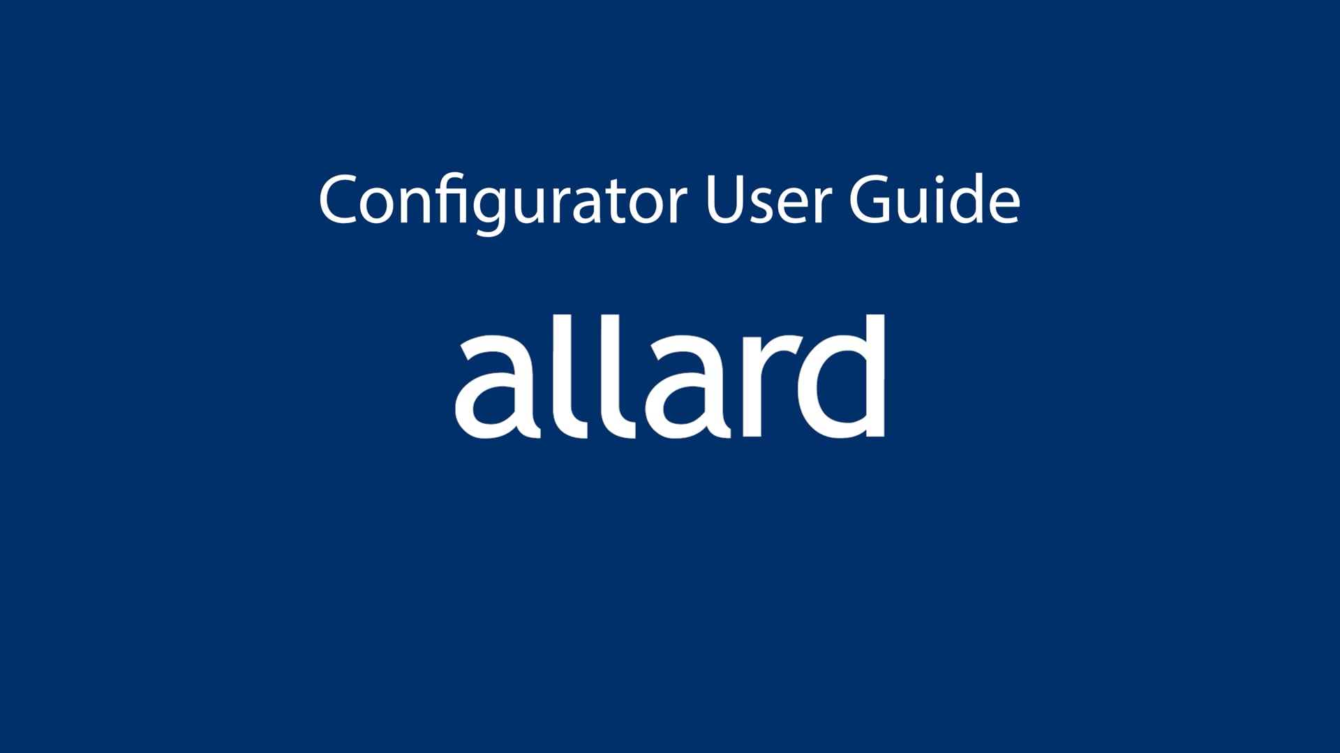Allard Configurator User Guide