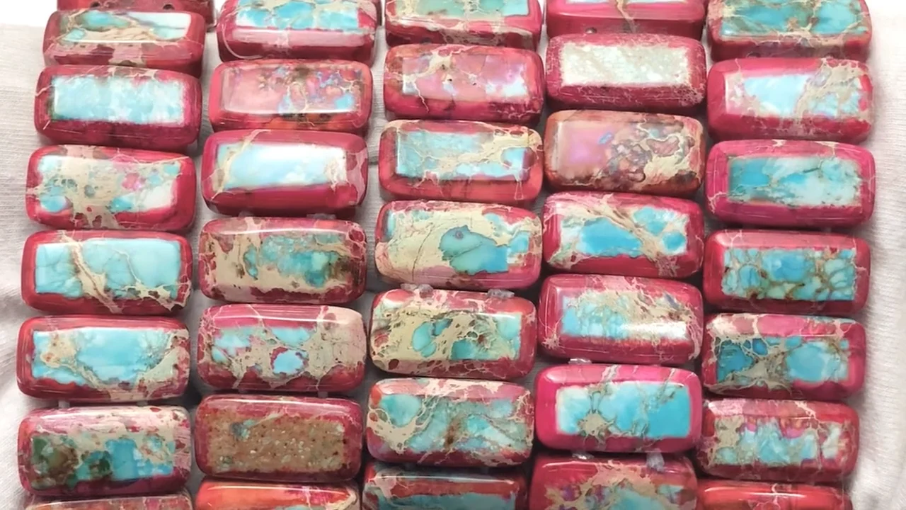 カラーカオリン 2つ穴レクタングル20×10×6mm 1連(バングルブレス