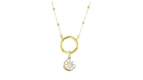 Opal Celestial Charm with Diamonds in 14kt Yellow Gold