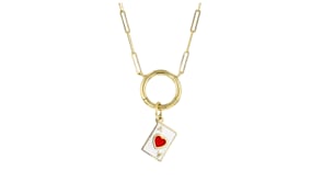 Italian Multicolored Enamel Ace of Hearts Card Charm in 14kt Yellow Gold
