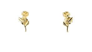 Italian 14kt Yellow Gold Rose Flower Earrings