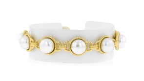 8-8.5mm Cultured Pearl Bracelet in 18kt Gold Over Sterling