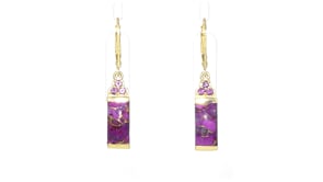 Purple Turquoise and .10 ct. t.w. Garnet Drop Earrings in 18kt Gold Over Sterling