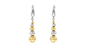 Italian Sterling Silver and 18kt Gold Over Sterling Graduated Bead Drop Earrings