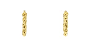 Italian 18kt Gold Over Sterling Twisted Bead Hoop Earrings