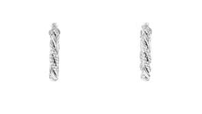 Italian Sterling Silver Twisted Bead Hoop Earrings