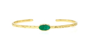 1.40 Carat Emerald Hammered Cuff Bracelet in 18kt Gold Over Sterling