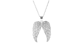 Italian .40 ct. t.w. CZ Angel Wings Pendant Necklace in Sterling Silver