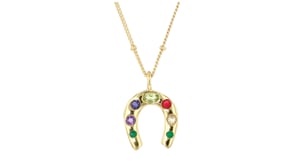 .59 ct. t.w. Multi-Gemstone Horseshoe Necklace in 18kt Gold Over Sterling