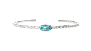 Turquoise Hammered Cuff Bracelet in Sterling Silver
