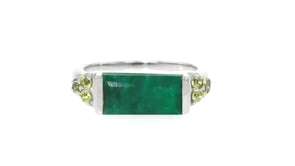 2.60 Carat Emerald and .10 ct. t.w. Peridot Ring in Sterling Silver