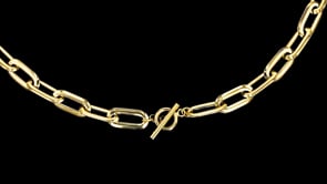 Italian 14kt Yellow Gold Paper Clip Link Toggle Necklace