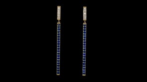 1.60 ct. t.w. Sapphire and .37 ct. t.w. Diamond Linear Bar Drop Earrings in 14kt Yellow Gold