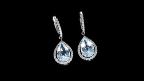 6.00 ct. t.w. Aquamarine and .70 ct. t.w. Diamond Drop Earrings in 14kt White Gold