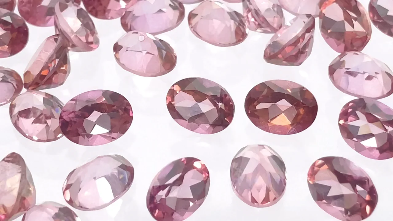 動画】ピンクフラッシュクリスタルAAA- ルース オーバルファセット