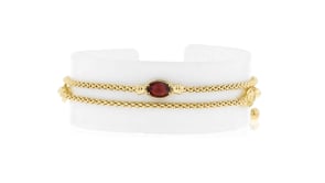 Italian .50 Carat Garnet and .80 ct. t.w. Citrine Bolo Bracelet in 18kt Gold Over Sterling