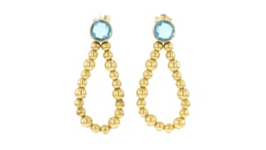 Italian 4.00 ct. t.w. Swiss Blue Topaz Beaded Teardrop Earrings in 18kt Gold Over Sterling