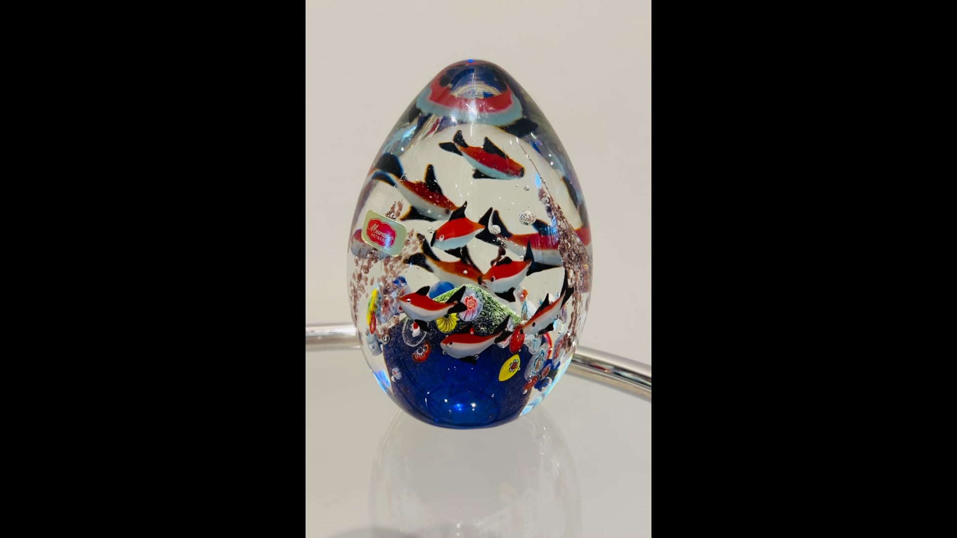 Contemporary Large Aquarium Murano Cenedese Style Egg-Shaped Glass