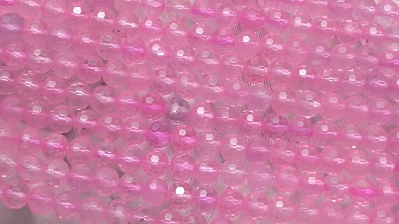 動画】【素晴らしい輝き】ピンクトパーズAA++ 128面ラウンドカット5mm