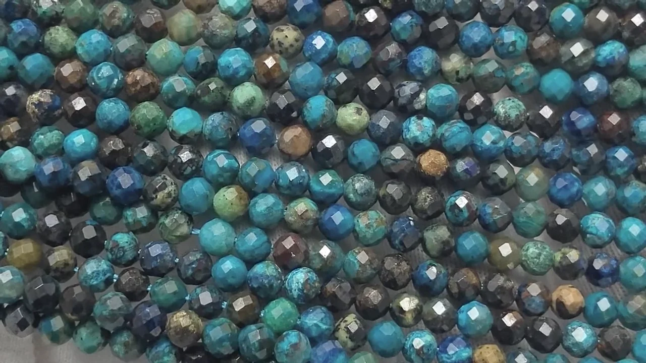 クリソコラ（シャッタカイトブルー） ラウンドカット3mm 1連｜天然石