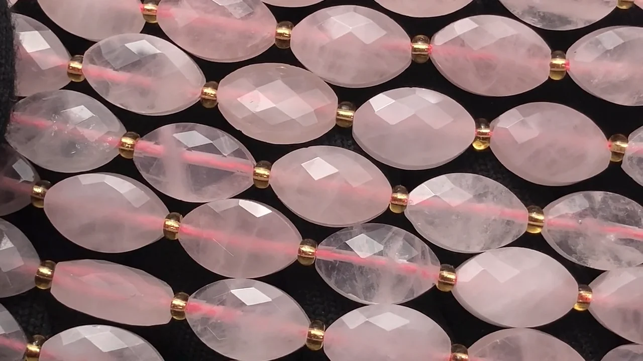 ローズクォーツ オーバルカット14×9mm 1連｜天然石ビーズの卸問屋