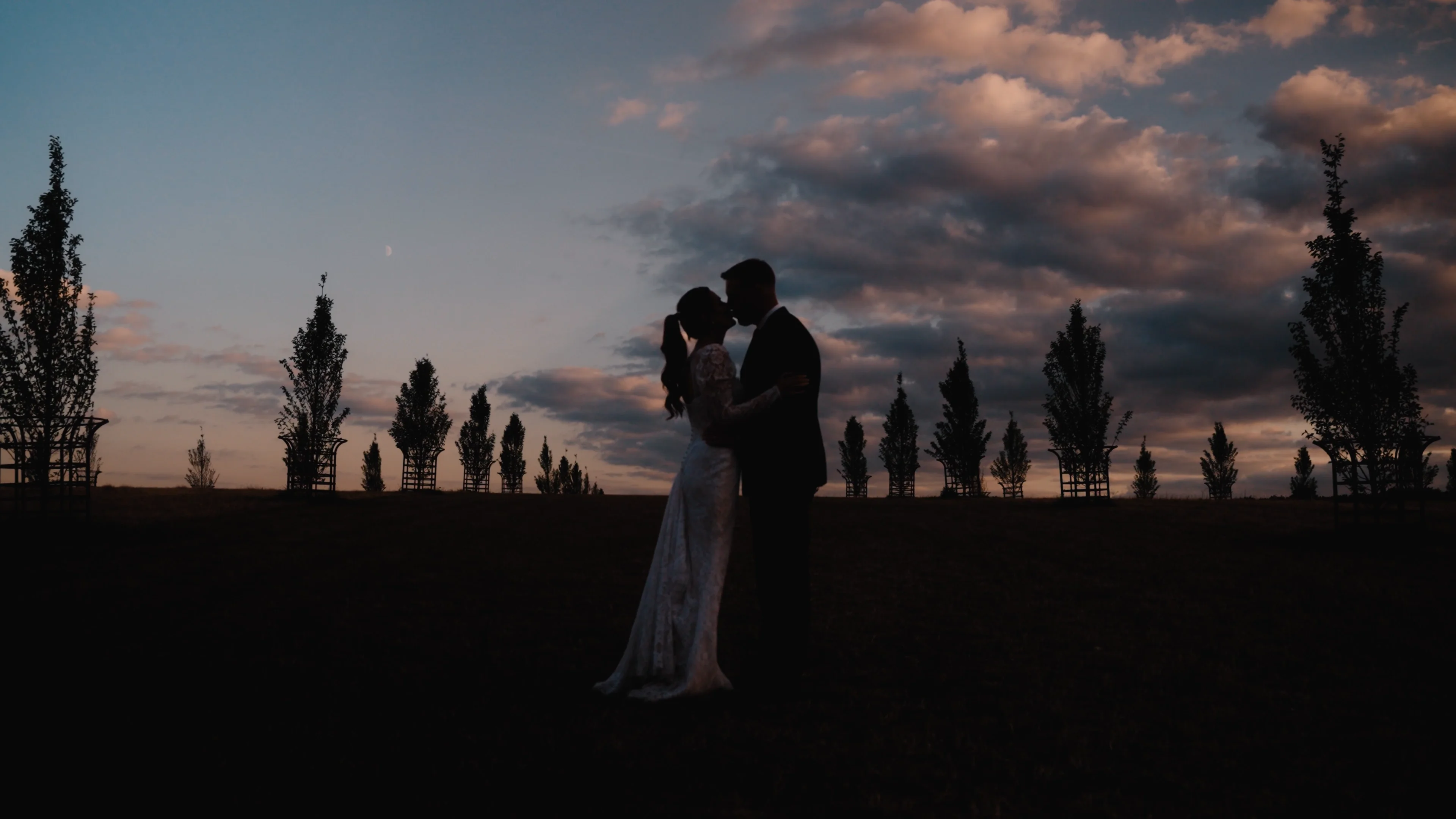 Faye & Niall wedding film still, Cripps Barn