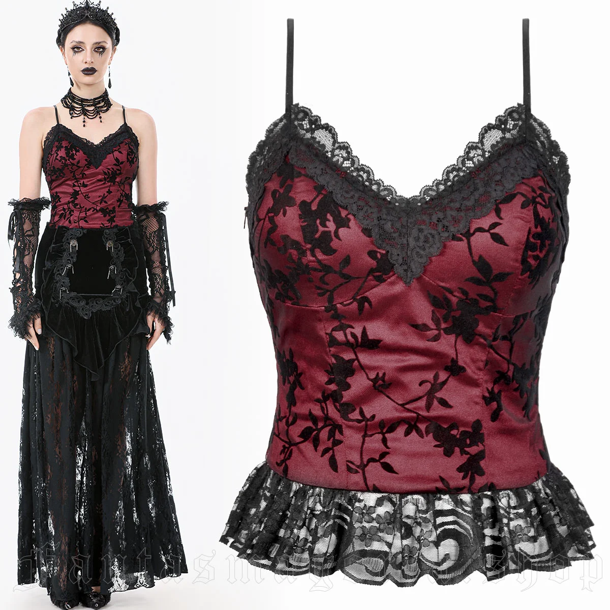 Crimson Lace Camisole Top - Dark in Love