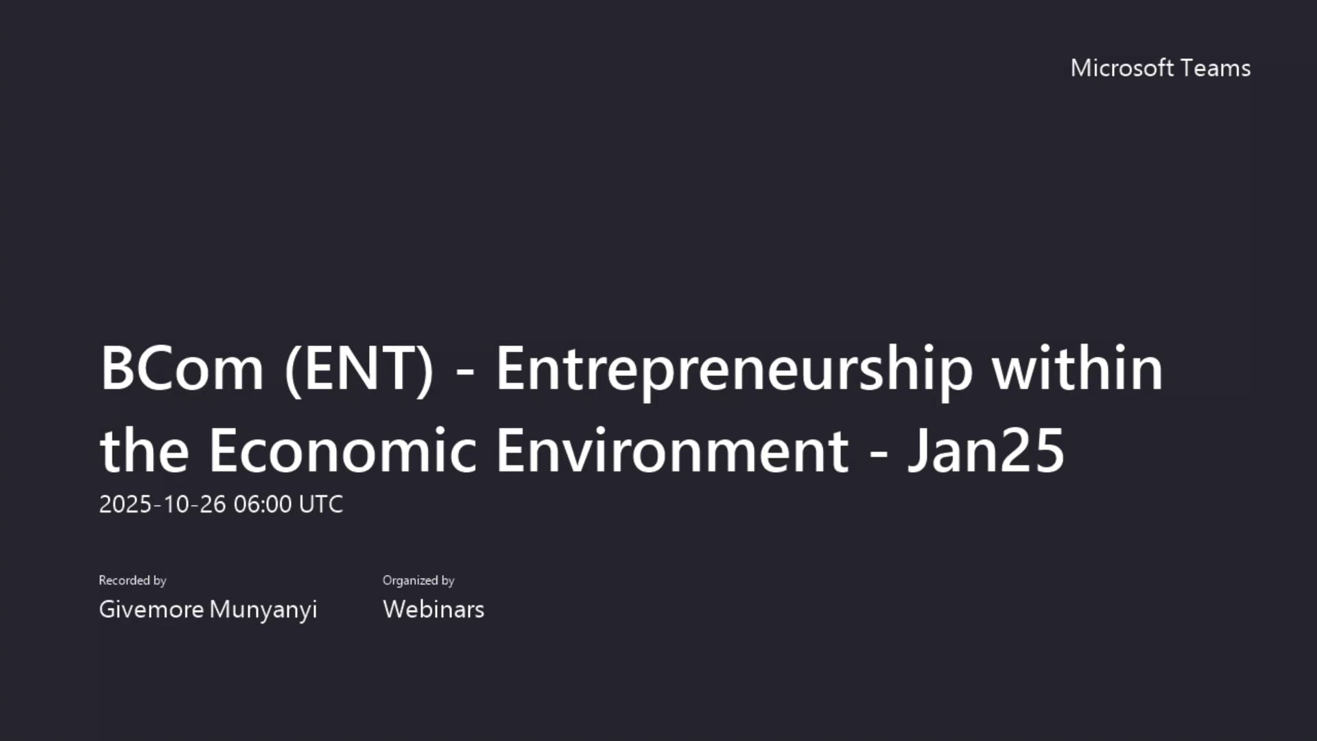 BCom (ENT) - Entrepreneurship within the Economic Environment - Jan25 ...