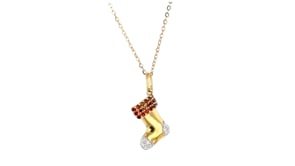 .25 ct. t.w. Red and White Diamond Stocking Pendant Necklace in 18kt Gold Over Sterling