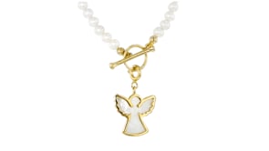 Mother-of-Pearl Angel Charm in 18kt Gold Over Sterling