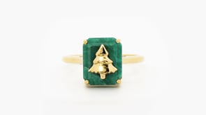 4.40 Carat Emerald Christmas Tree Ring in 18kt Gold Over Sterling