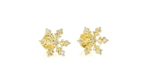 Diamond Snowflake Flat-Back Stud Earrings in 14kt Yellow Gold