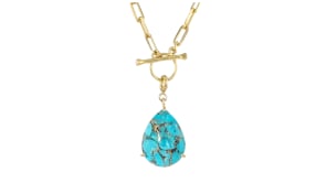 Pear-Shaped Turquoise Charm in 18kt Gold Over Sterling