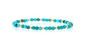 5mm Turquoise Bead Stretch Bracelet with 14kt Yellow Gold