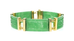 Jade Dragon Bracelet with 18kt Gold Over Sterling