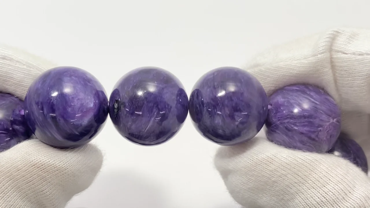 動画】【1点もの】チャロアイトAAA+ ラウンド18mm 1連(ブレス) NO.101